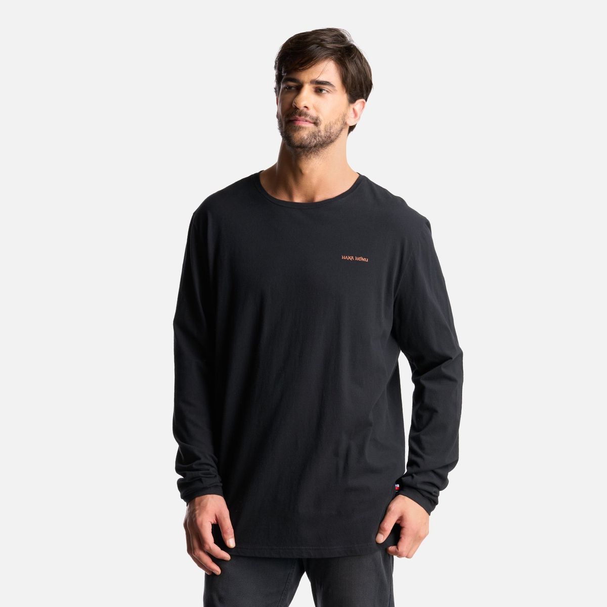 HAKA HONU - Polera Hombre Polo Larga Negro Haka Honu