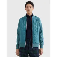 TOMMY HILFIGER - Chaqueta Bomber Mix De Texturas Verde