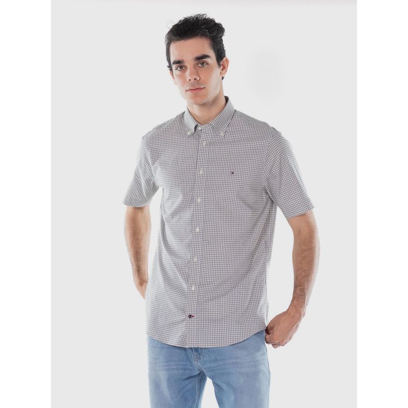 TOMMY HILFIGER - Camisa Business Check Regular Fit Gris Tommy Hilfiger