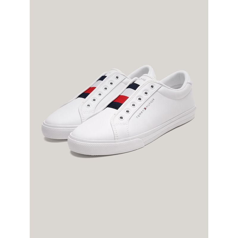 TOMMY HILFIGER - Zapatillas De Cuero Sin Cordones   Blanco Tommy Hilfiger