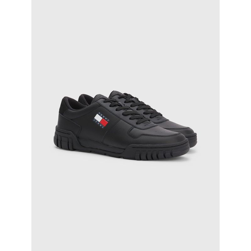 TOMMY HILFIGER - Zapatillas Retro De Cuero   Negro Tommy Hilfiger