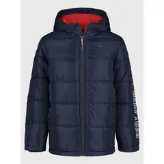 TOMMY HILFIGER - Parka Puffer Con Logo Azul