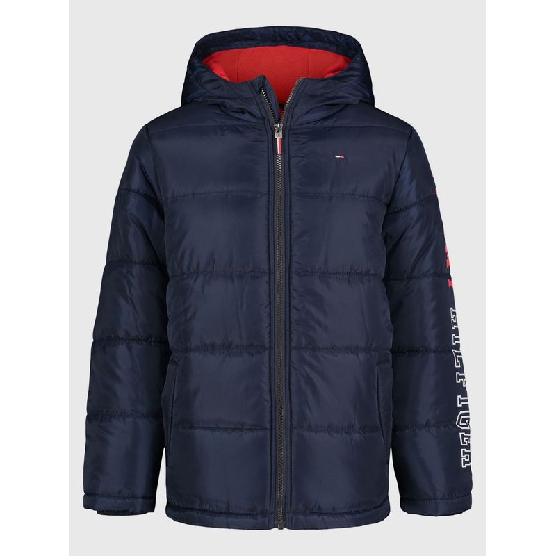 TOMMY HILFIGER - Parka Puffer Con Logo Azul Tommy Hilfiger