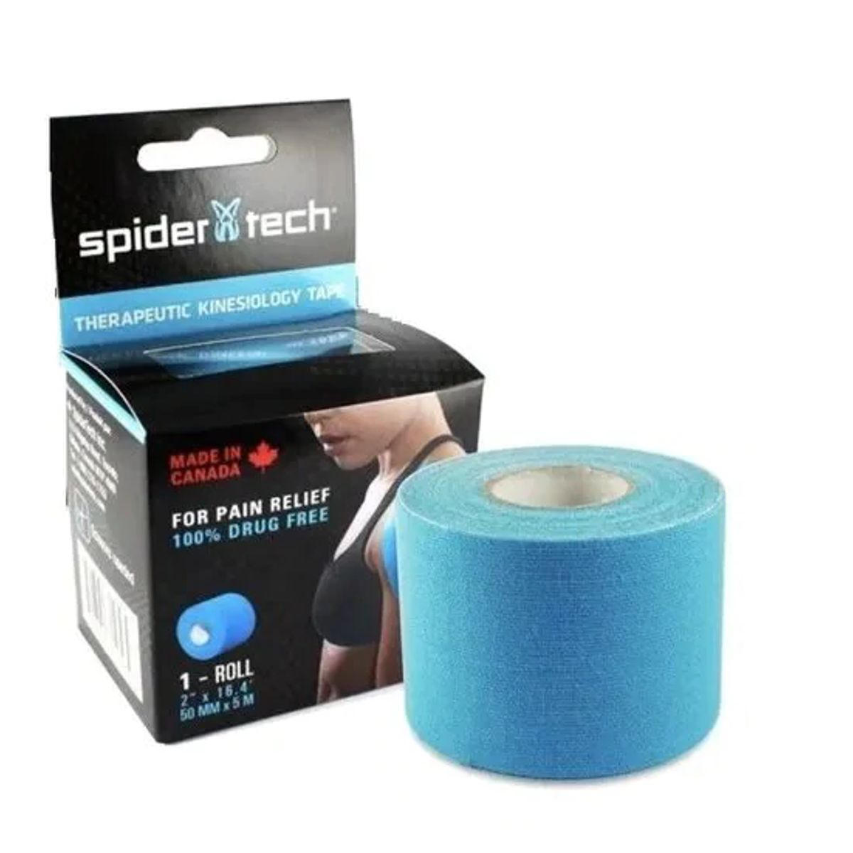 SPIDER TECH - Tape Kinesiologico Spidertech Celeste (5 cm x 5 mts) Celeste
