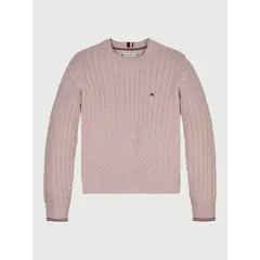 TOMMY HILFIGER - Sweater Punto Canalé Global Stripe Rosado