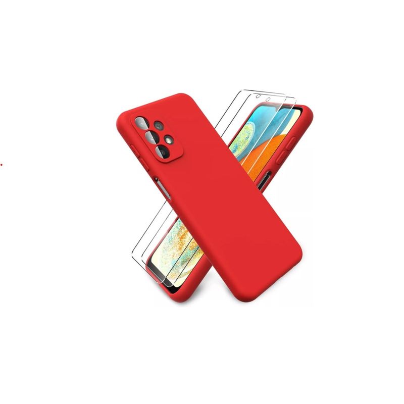 GENERICO - Carcasa Silicona Para Samsung A13 4G + Lamina Completa Rojo