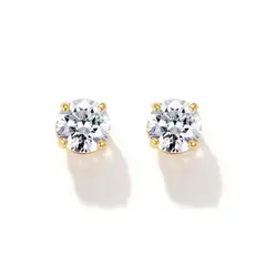BLOOM CRYSTAL - Aros de plata con Solitario brillante de 4 mm, chapados en oro