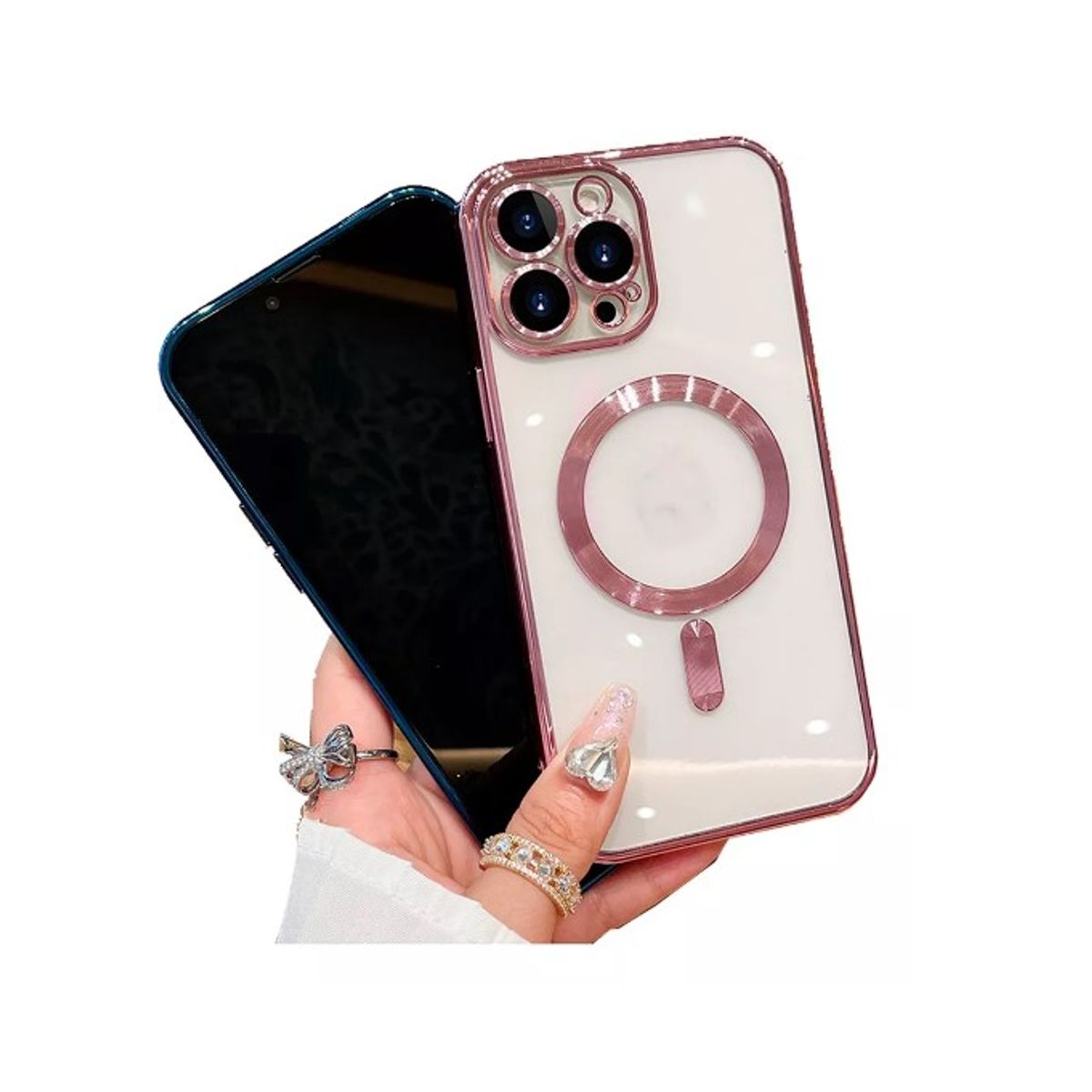 GENERICO - Carcasa Magsafe Protector De Camara Para iPhone 13 Pro Rosa