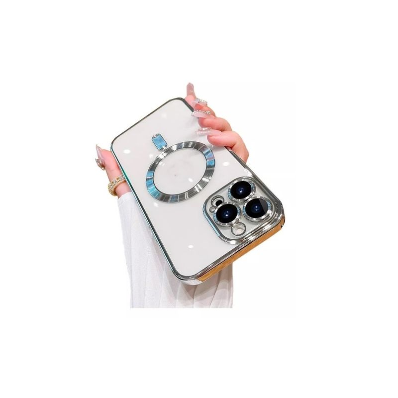 GENERICO - Carcasa Magsafe Protector De Camara Para iPhone 14 Plateado
