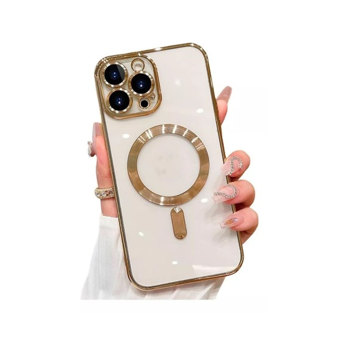 GENERICO - Carcasa Magsafe Protector De Camara Para iPhone 14 Pro Dorado