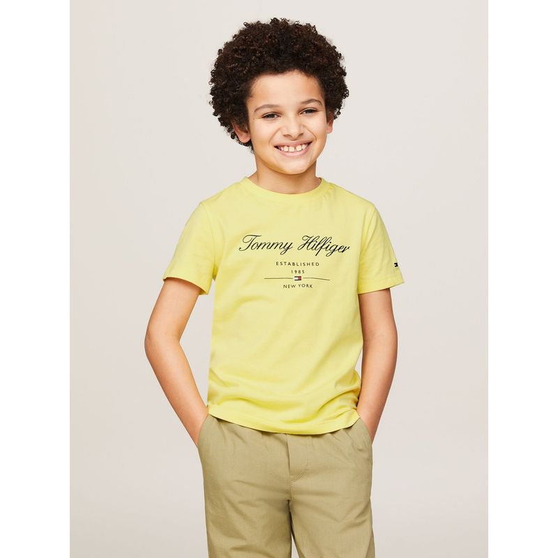 TOMMY HILFIGER - Polera Logo Script Amarillo Tommy Hilfiger