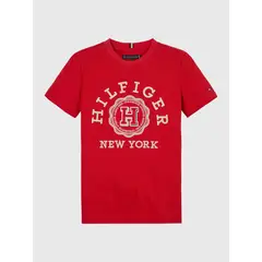 TOMMY HILFIGER - Polera Con Escudo Archive Rojo