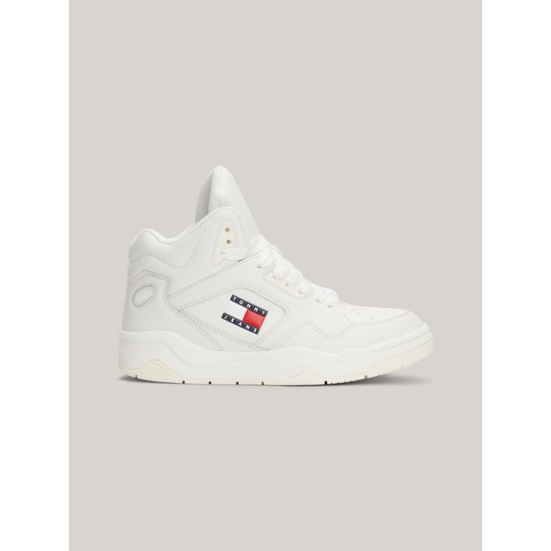 TOMMY HILFIGER - Zapatillas New Basket De Cuero Blanco Tommy Hilfiger
