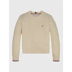 TOMMY HILFIGER - Sweater Punto Canalé Global Stripe Beige