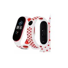 GENERICO - Correas Deportivas Compatible Con Mi Band 56 Blanco y Rojo