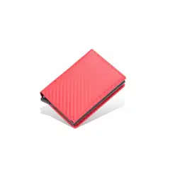 GENERICO - Tarjetero Billetera   Minimalista Hombre Mujer Rfid Cuero Pu Rojo