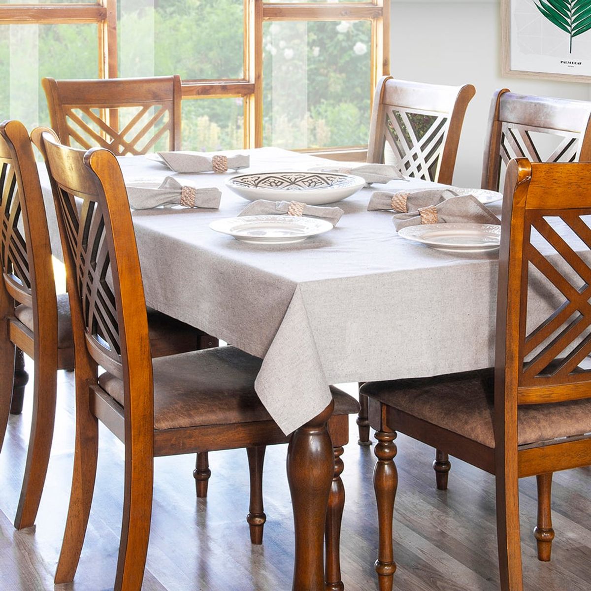 MASEL - Juego Mantel Laika 140x220cm con servilletas tela Gris