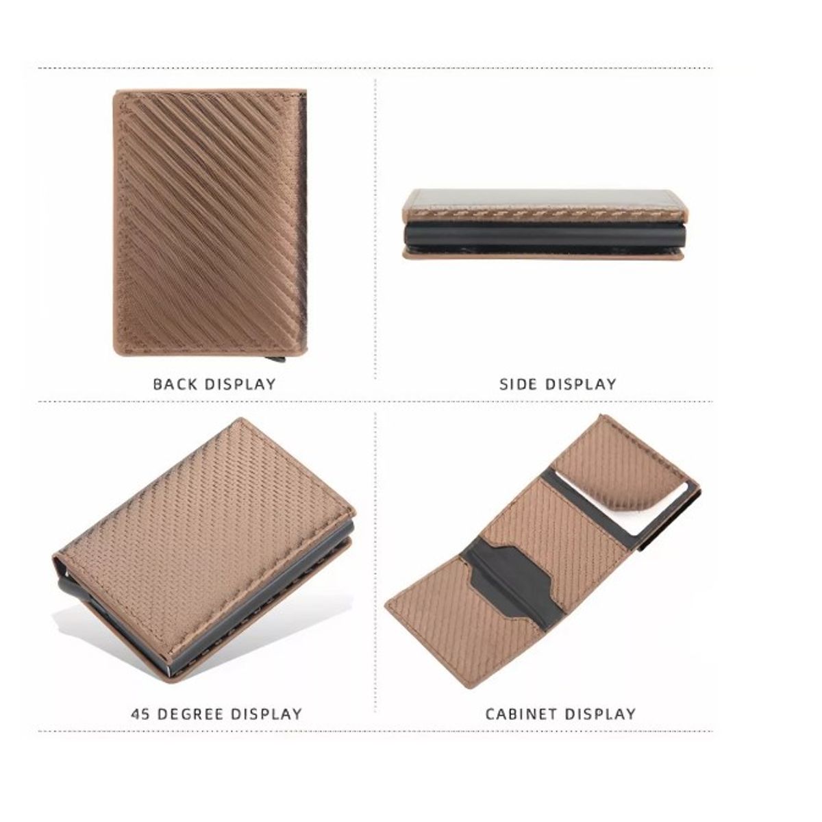 GENERICO - Tarjetero Billetera   Minimalista Hombre Mujer Rfid Cuero Pu Dorado