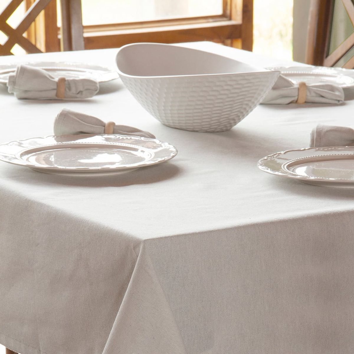 MASEL - Juego Mantel Laika 135 x 210 cm con Servilletas tela   Gris