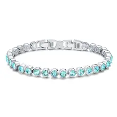 BLOOM CRYSTAL - Pulsera Tennis con Cristal de Austria Turquesa claro baño en rodio