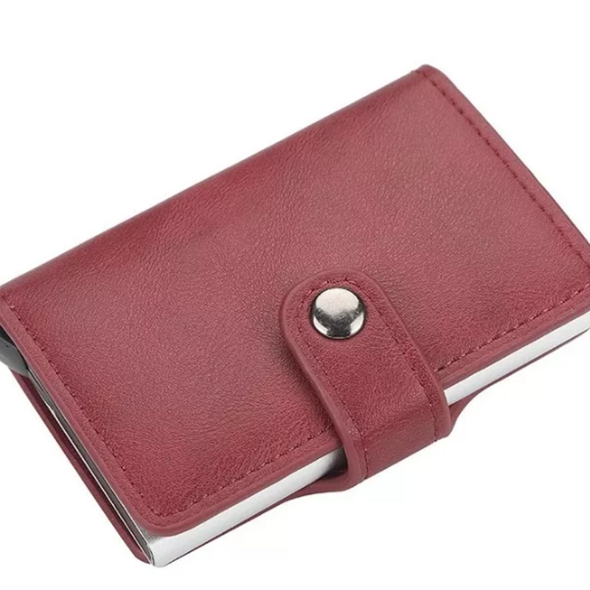 GENERICO - Billetera Hombre Mujer Tarjetero Rfid Minimalista Granate Pu