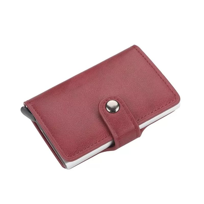 GENERICO - Billetera Hombre Mujer Tarjetero Rfid Minimalista Granate Pu