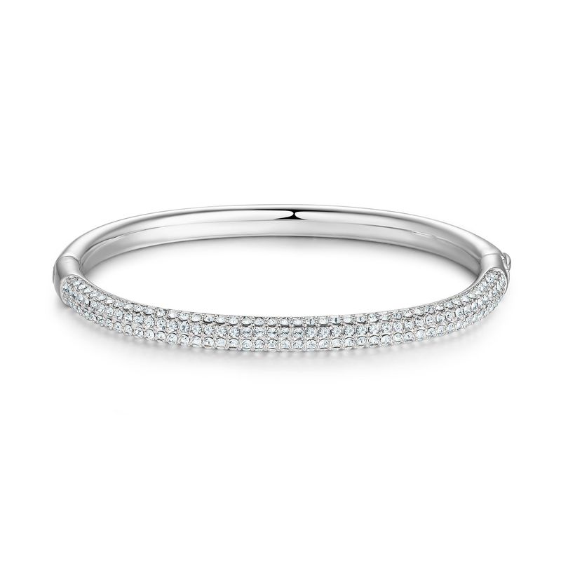 BLOOM CRYSTAL - Pulsera Roca con Cristal de Austria Transparente baño en rodio