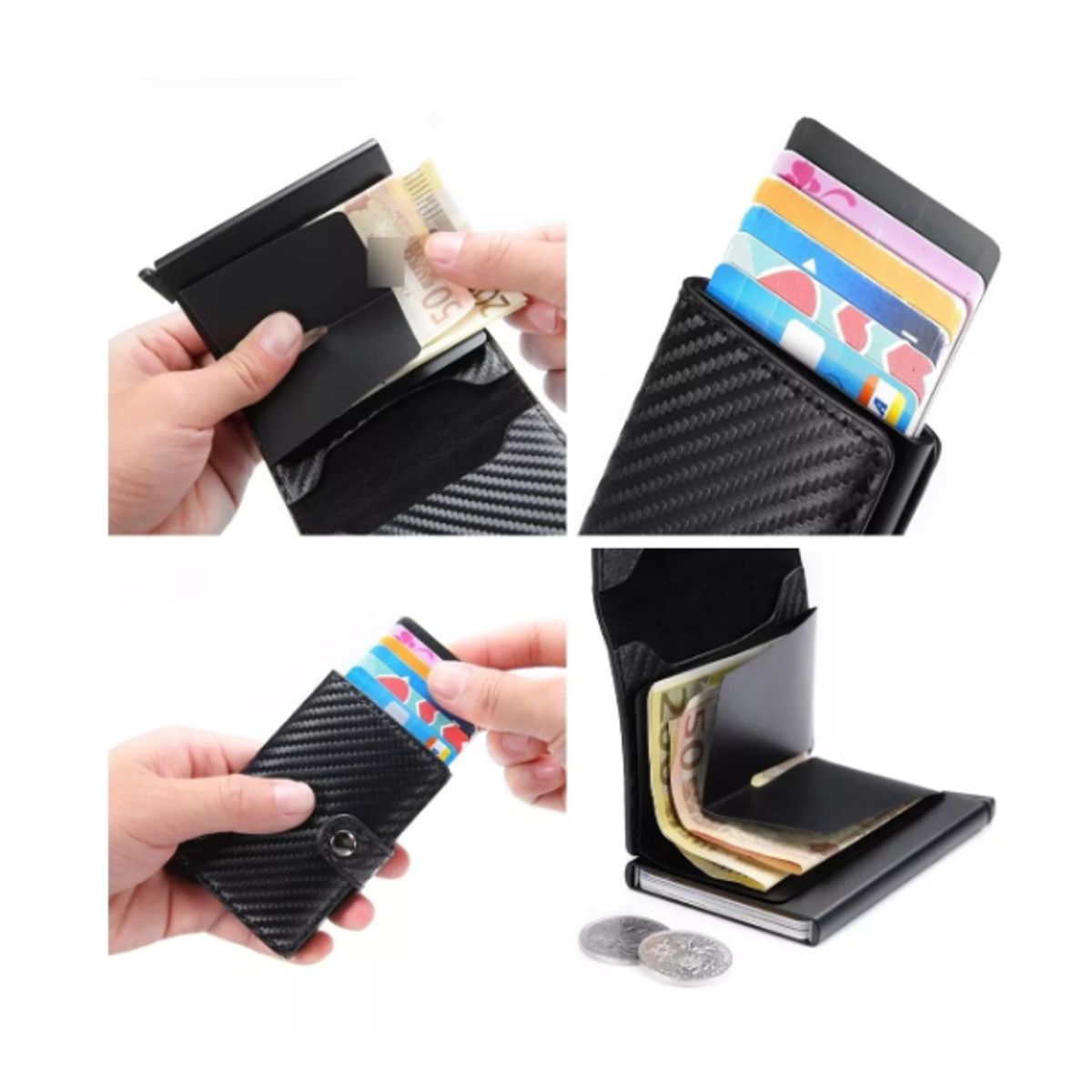 GENERICO - Billetera Tarjetero Rfid Cuero Hombre Mujer Minimalista