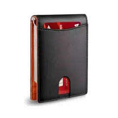 GENERICO - Billetera De Cuero Con Rfid Para Hombre Negro