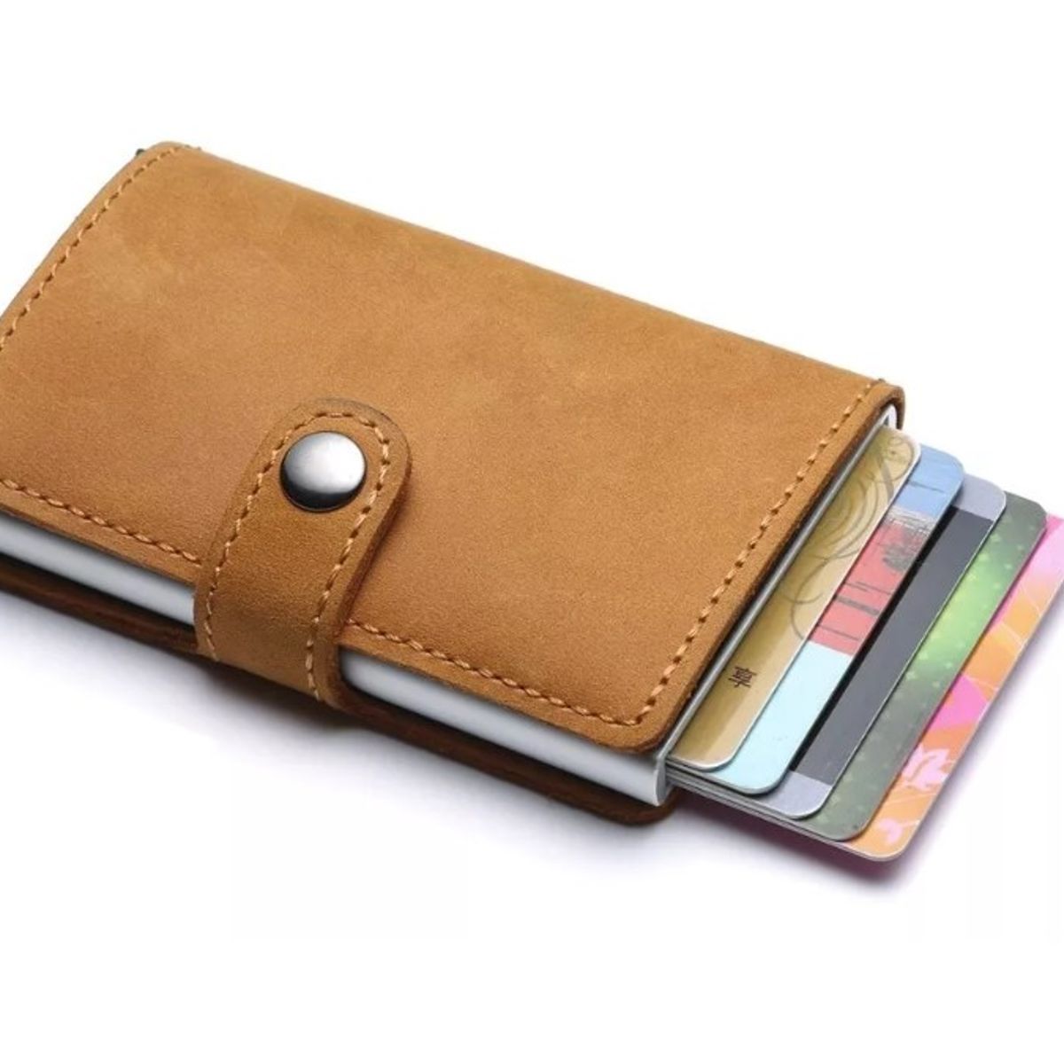 GENERICO - Billetera Tarjetero Rfid Cuero Hombre Mujer Minimalista Brow Marrón