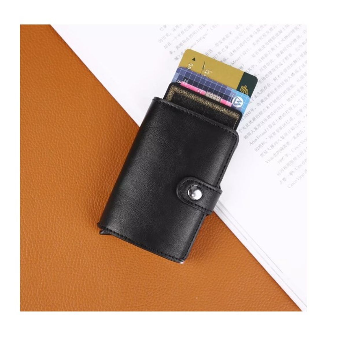 GENERICO - Billetera Hombre Mujer Tarjetero Rfid  Minimalista Negro Pu