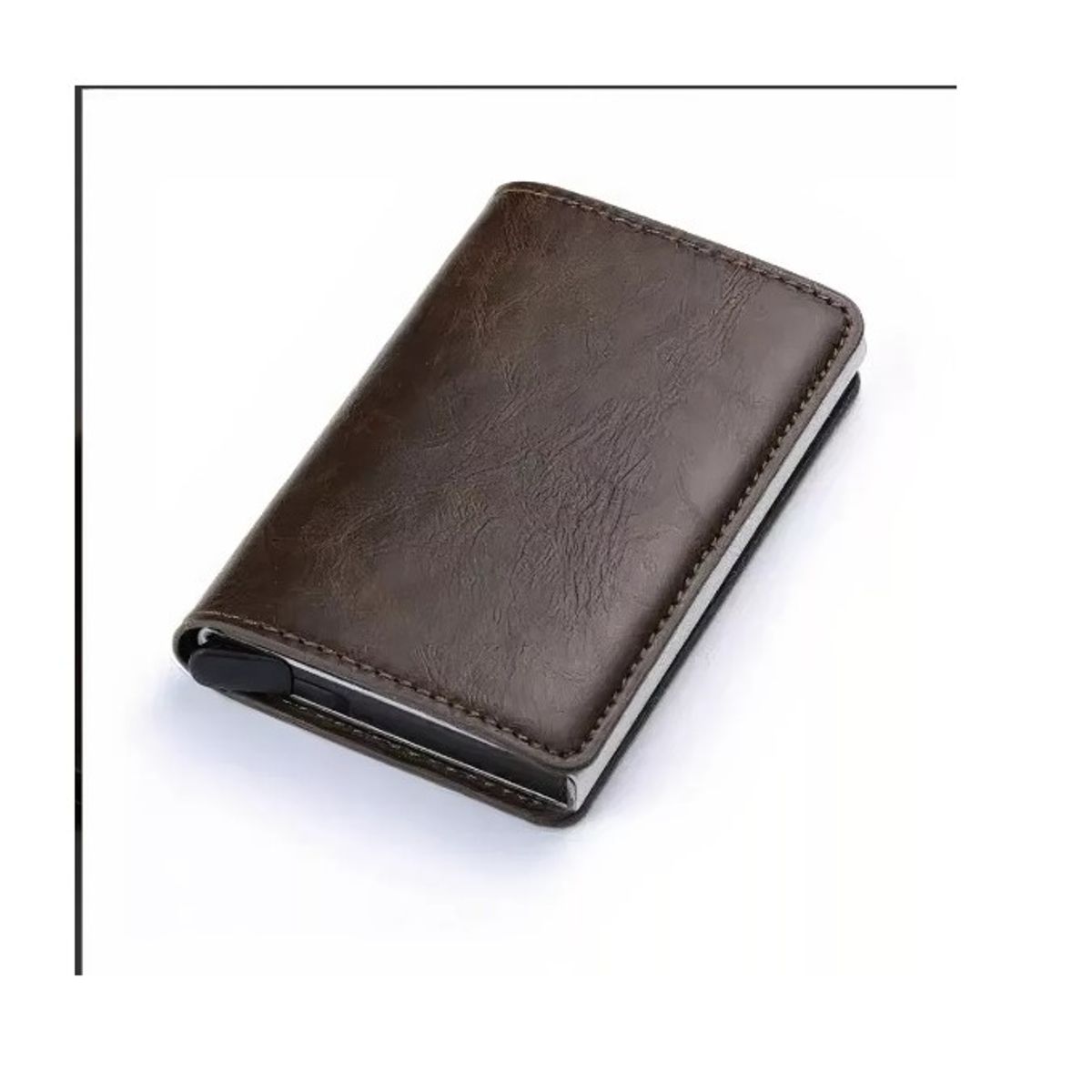 GENERICO - Billetera Minimalista Tarjetero Hombre Mujer Rfid Cuero Pu Marrón