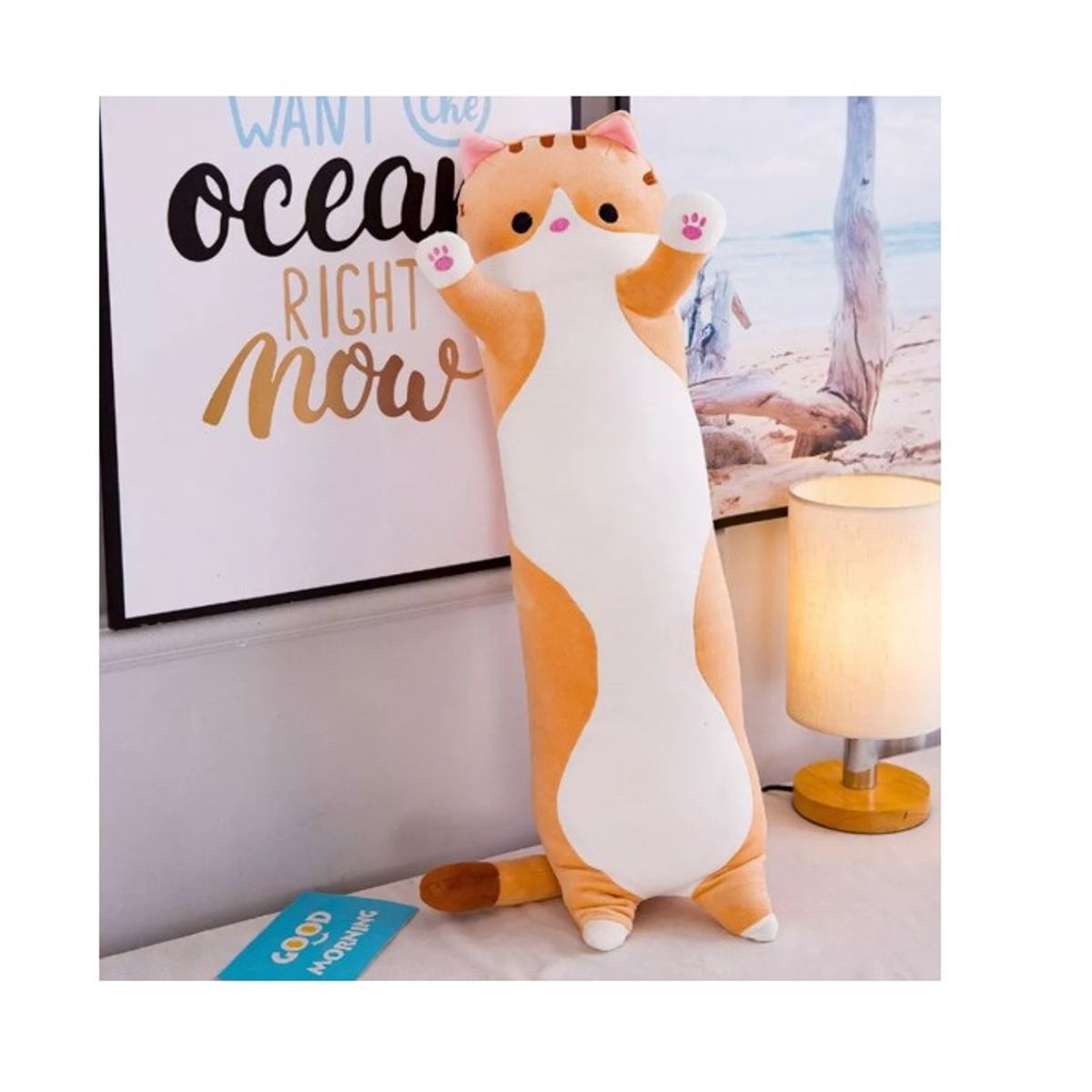 GENERICO - Cojín Peluche Felpa Gatito Gato  Kawaii Abrazable 70cm Cafe