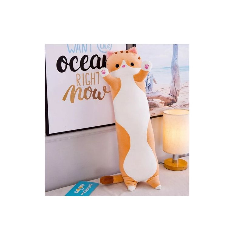 GENERICO - Cojín Peluche Felpa Gatito Gato  Kawaii Abrazable 70cm Cafe