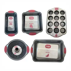 GENERICO - Set de Moldes 5 Piezas Repostería Antiadherente Azas de Silicona