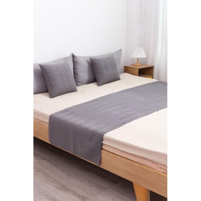 GENERICO - Piecera De Cama Terciopelo Plush King + 2 Fundas 70x210cm - Gris