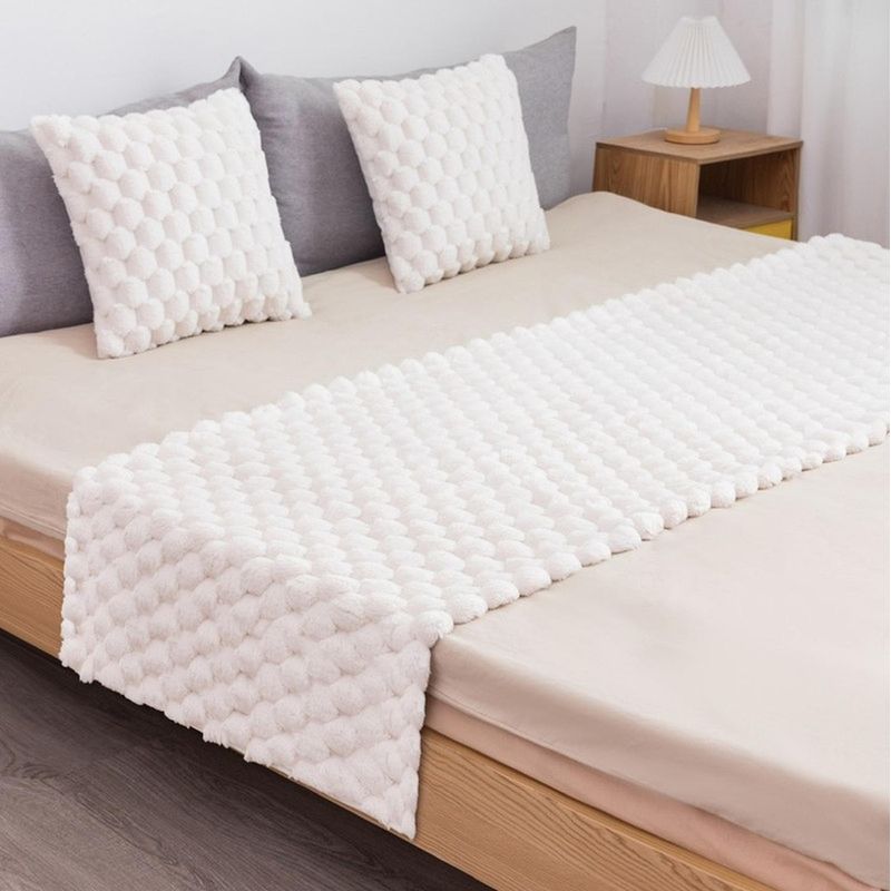 GENERICO - Piecera 70x190cm + 2 Fundas 45x45cm Plush Peludita King - Blanco