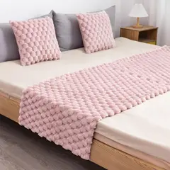GENERICO - Piecera 70x190cm + 2 Fundas 45x45cm Plush Peludita King - Rosa
