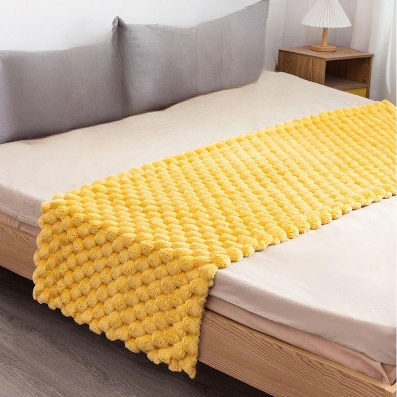 GENERICO - Pie De Cama Piecera Plush Peludita 2 Plazas O King 70x190cm - Amarillo