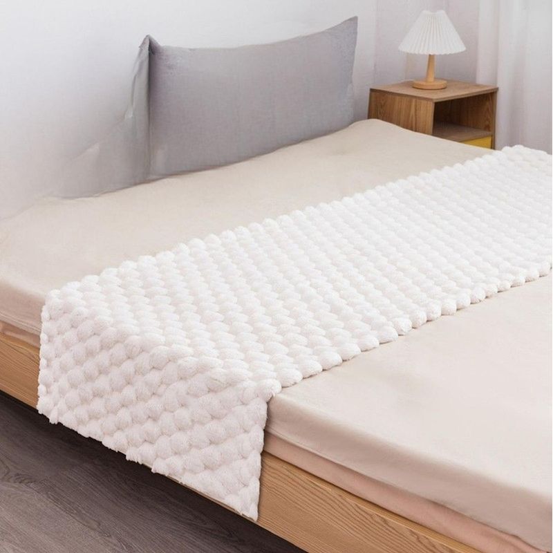 GENERICO - Pie De Cama Piecera Plush Peludita 2 Plazas O King 70x190cm - Blanco