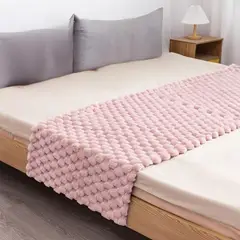 GENERICO - Pie De Cama Piecera Plush Peludita 2 Plazas O King 70x190cm - Rosa