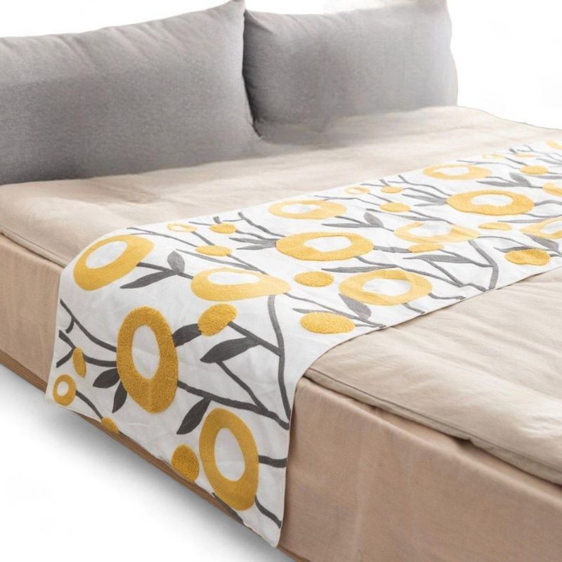 GENERICO - Pieceras Bordadas Para Cama 2 Plazas Lino Bordado Diseños
