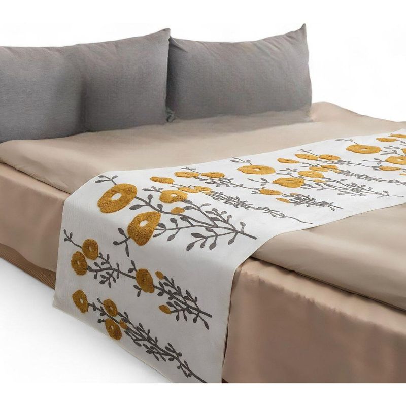 GENERICO - Pieceras Bordadas Para Cama 2 Plazas Lino Bordado Diseños
