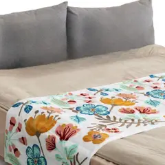 GENERICO - Pieceras Bordadas Para Cama 2 Plazas Lino Bordado Diseños