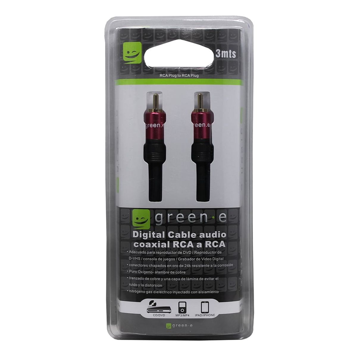 GREEN E - Cable Audio Coaxial 3MTS