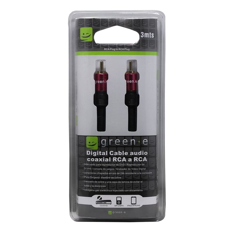 GREEN E - Cable Audio Coaxial 3MTS
