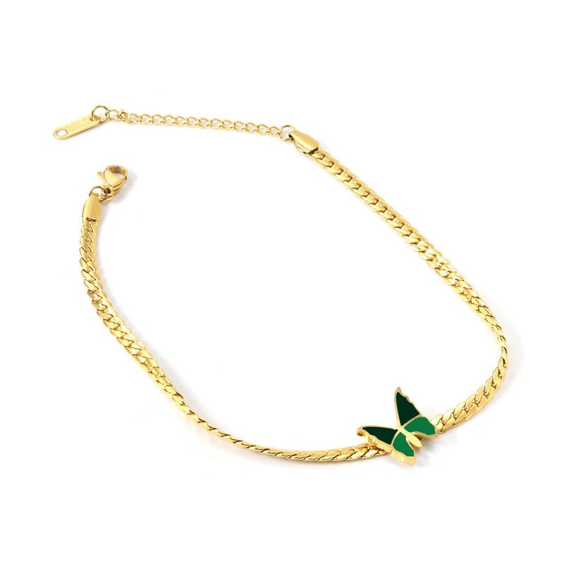 ZG JOYAS - Tobillera 26 cm Mujer Mariposa Enchapado En Oro 18k