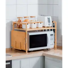 GENERICO - Rack Estante Organizador Para Microondas De Bambú Altura Ajustable