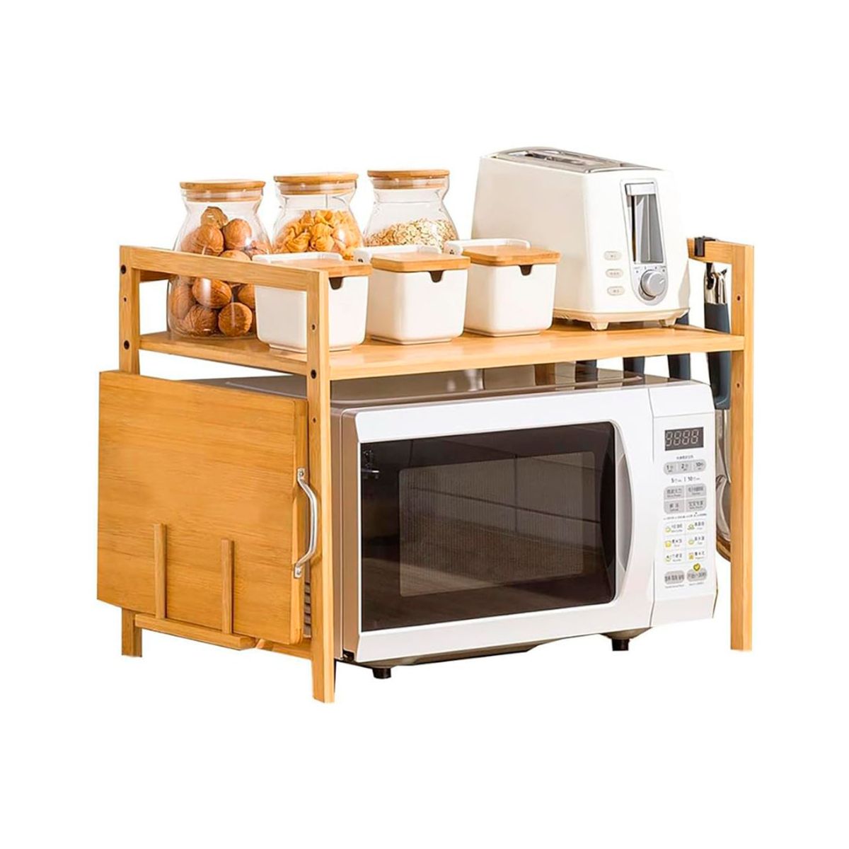 GENERICO - Rack Estante Organizador Para Microondas De Bambú Altura Ajustable