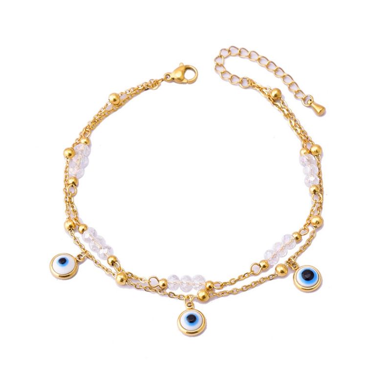 GENERICO - Tobillera 26 cm Mujer Ojo Turco Enchapado En Oro 18k